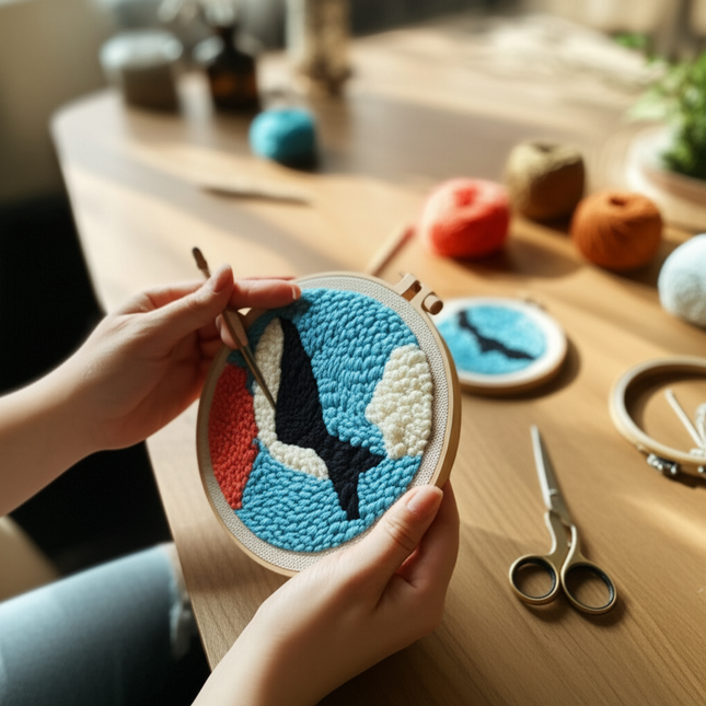 DIY Punch Needle Kits for Beginners Cute Animal with Hoop Embroidery Punch Needle Starter Craft Set Giraffe Festival Gift - gallery 1
