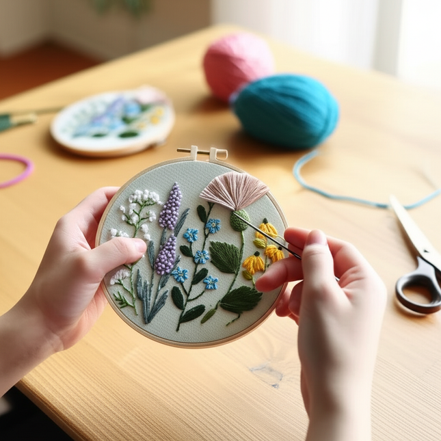 European Style Needle Punch Embroidery Kits Embroidery Hoop Stitch Practice Needle Thread DIY Crafts Ornament Sewing Accessories - gallery 1