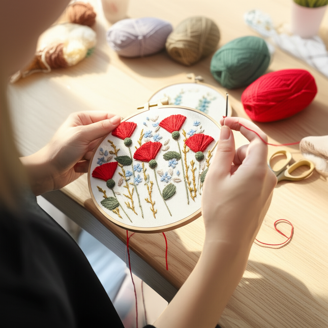 European Style Needle Punch Embroidery Kits Embroidery Hoop Stitch Practice Needle Thread DIY Crafts Ornament Sewing Accessories - gallery 1