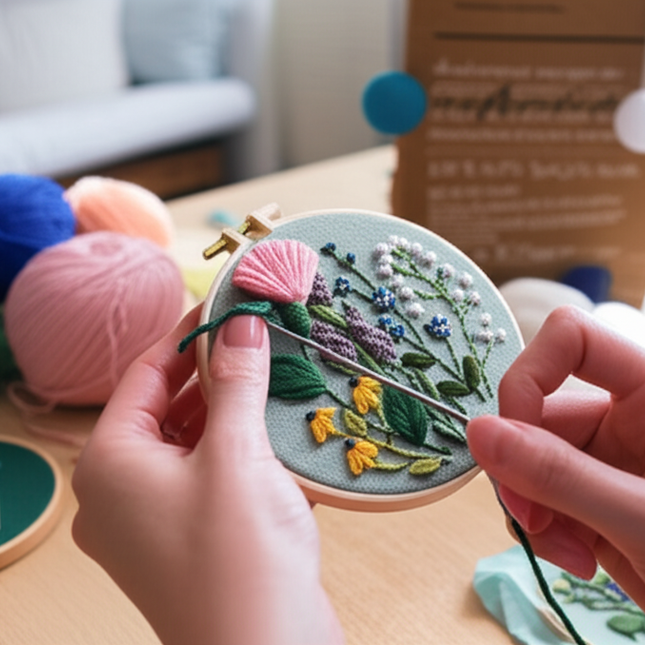 European Style Needle Punch Embroidery Kits Embroidery Hoop Stitch Practice Needle Thread DIY Crafts Ornament Sewing Accessories - gallery 1