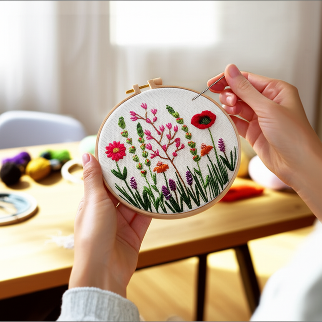 European Style Needle Punch Embroidery Kits Embroidery Hoop Stitch Practice Needle Thread DIY Crafts Ornament Sewing Accessories - gallery 1