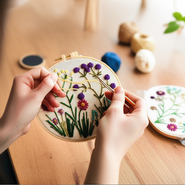 European Style Needle Punch Embroidery Kits Embroidery Hoop Stitch Practice Needle Thread DIY Crafts Ornament Sewing Accessories - gallery 1