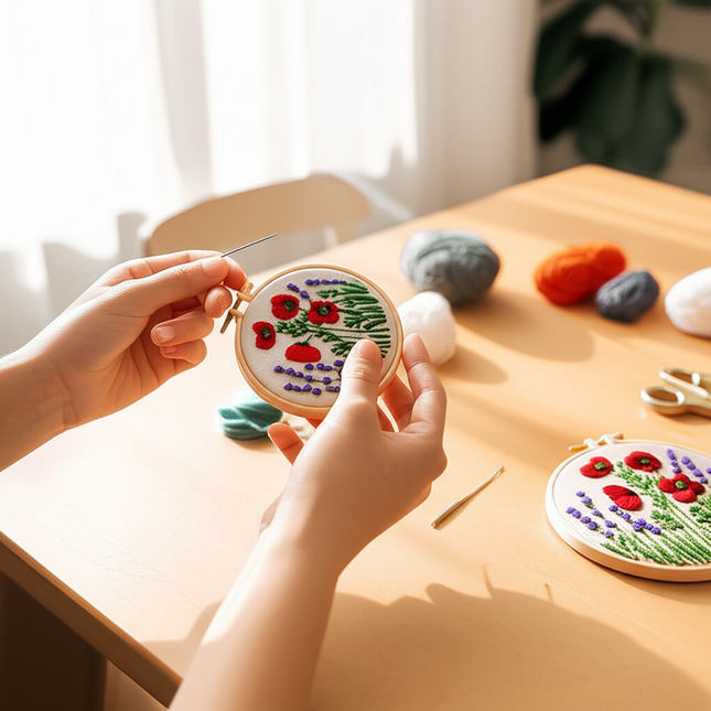 European Style Needle Punch Embroidery Kits Embroidery Hoop Stitch Practice Needle Thread DIY Crafts Ornament Sewing Accessories - gallery 1