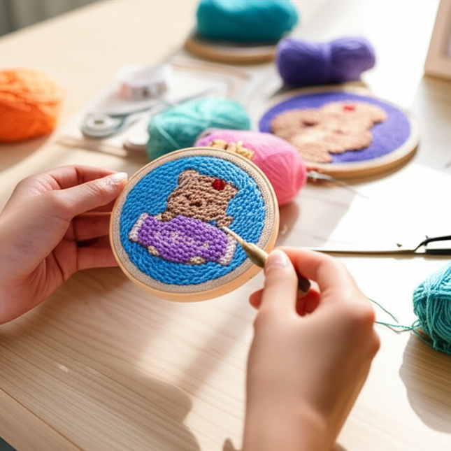 Magic Embroidery Needle Kit Animal Punch Needle Starter Set for Beginner Cartoon Rug Hooking Beginner Kit DIY Craft Rug x - gallery 1