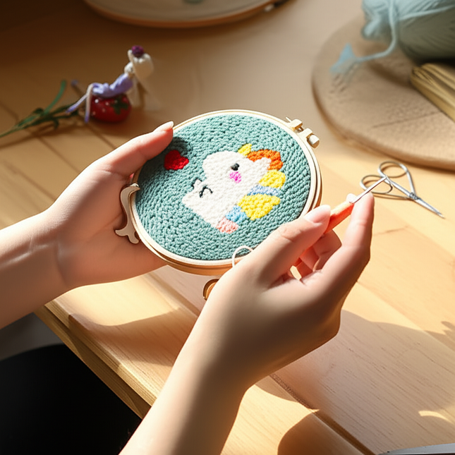 Magic Embroidery Needle Kit Animal Punch Needle Starter Set for Beginner Cartoon Rug Hooking Beginner Kit DIY Craft Rug x - gallery 1