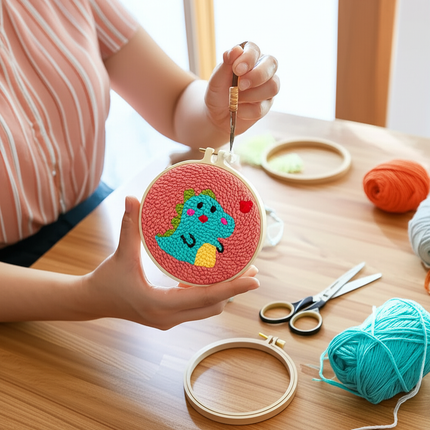 Magic Embroidery Needle Kit Animal Punch Needle Starter Set for Beginner Cartoon Rug Hooking Beginner Kit DIY Craft Rug x - gallery 1