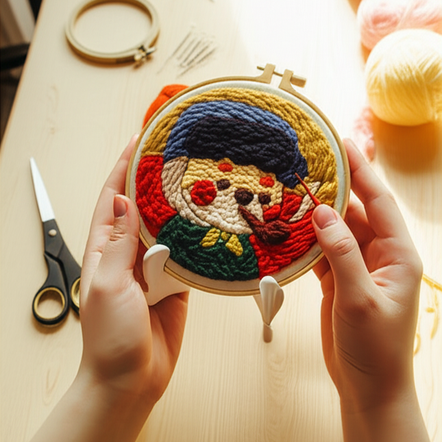 DIY Punch Needle Embroidery Kit for Adults Beginners Punch Needle DIY Craft Set with Cute Cartoon Animal for Handmade Decor - gallery 1
