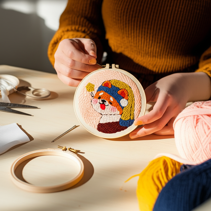 DIY Punch Needle Embroidery Kit for Adults Beginners Punch Needle DIY Craft Set with Cute Cartoon Animal for Handmade Decor - gallery 1