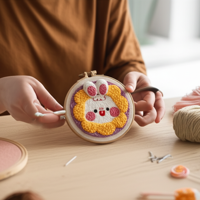 DIY Punch Needle Embroidery Kit for Adults Beginners Punch Needle DIY Craft Set with Cute Cartoon Animal for Handmade Decor - gallery 1
