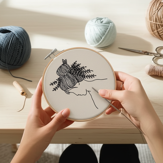 DIY Embroidery Material Kit Floral Pattern Printed Simple Cross Stitch Punch Needle Set Handwork Needlework Craft Painting Decor - gallery 1