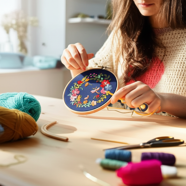 DIY Embroidery Material Kit Floral Pattern Printed Simple Cross Stitch Punch Needle Set Handwork Needlework Craft Painting Decor - gallery 1