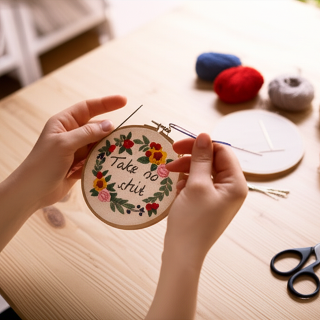 DIY Embroidery Material Kit Floral Pattern Printed Simple Cross Stitch Punch Needle Set Handwork Needlework Craft Painting Decor - gallery 1