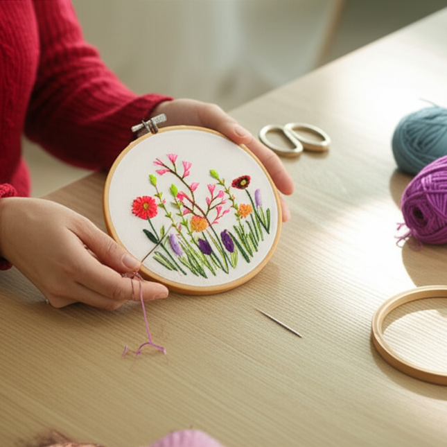 DIY Embroidery Material Kit Floral Pattern Printed Simple Cross Stitch Punch Needle Set Handwork Needlework Craft Painting Decor - gallery 1