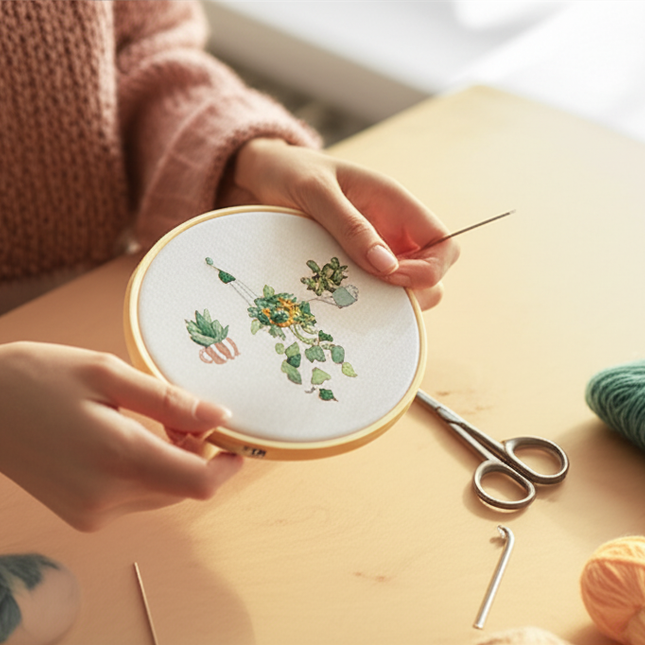 Embroidery Kit for Beginners and Embroidery Enthusiasts - Includes Floral Landscape with Thread Needles Summer Craft DIY Tool - gallery 1
