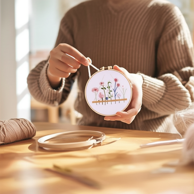 Embroidery Kit for Beginners and Embroidery Enthusiasts - Includes Floral Landscape with Thread Needles Summer Craft DIY Tool - gallery 1