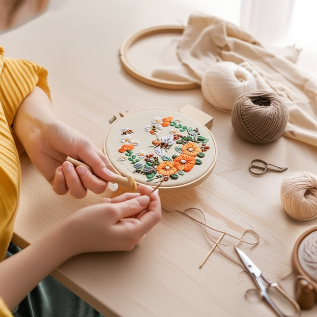 Bee Embroidery Kit for Adult Cross Stitch Kits for Hand with Animal Patterns and Instructions DIY  with Threads and Needles - gallery 1