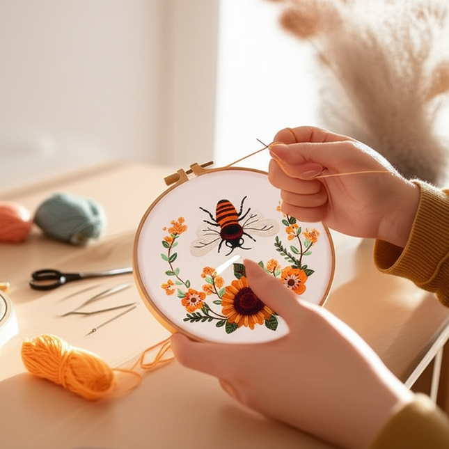 Bee Embroidery Kit for Adult Cross Stitch Kits for Hand with Animal Patterns and Instructions DIY  with Threads and Needles - gallery 1