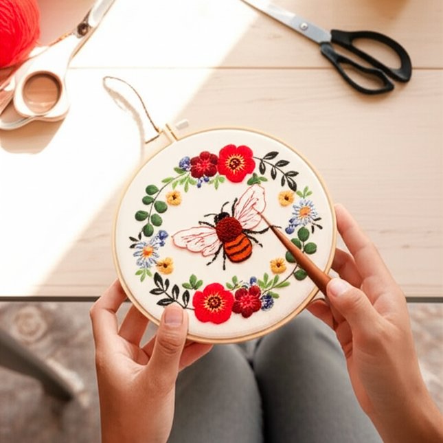 Bee Embroidery Kit for Adult Cross Stitch Kits for Hand with Animal Patterns and Instructions DIY  with Threads and Needles - gallery 1