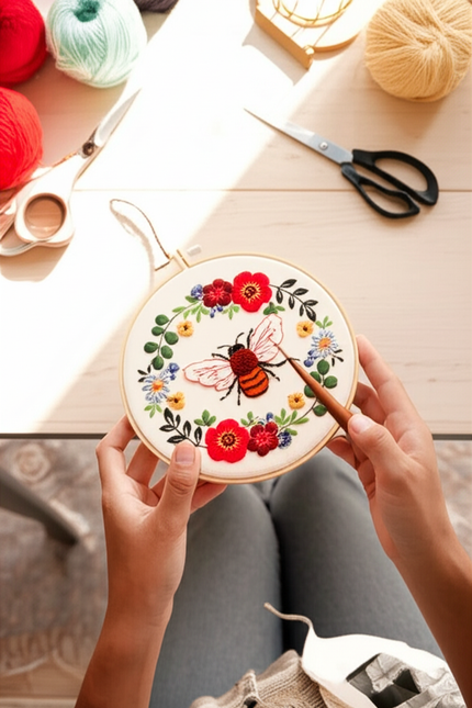 Bee Embroidery Kit for Adult Cross Stitch Kits for Hand with Animal Patterns and Instructions DIY  with Threads and Needles - gallery 1