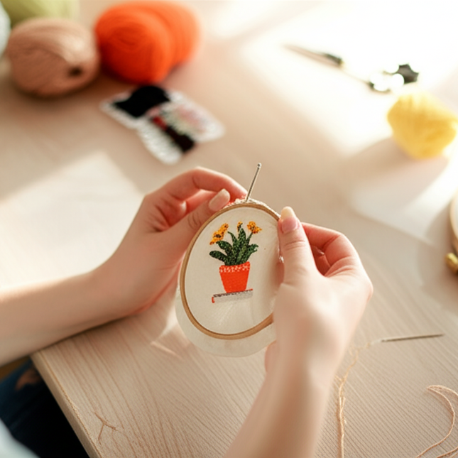 Summer Plant Garden Embroidery Kit with EN Instructions,Thread, Stamped Cloth,Needle for DIY Room Decor - gallery 1