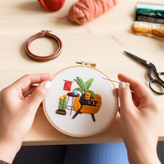 Embroidery Kit for Beginners DIY Adult Beginner Embroidery Kits with Cat Plant Flower Pattern Needles Threads Instructions - gallery 1
