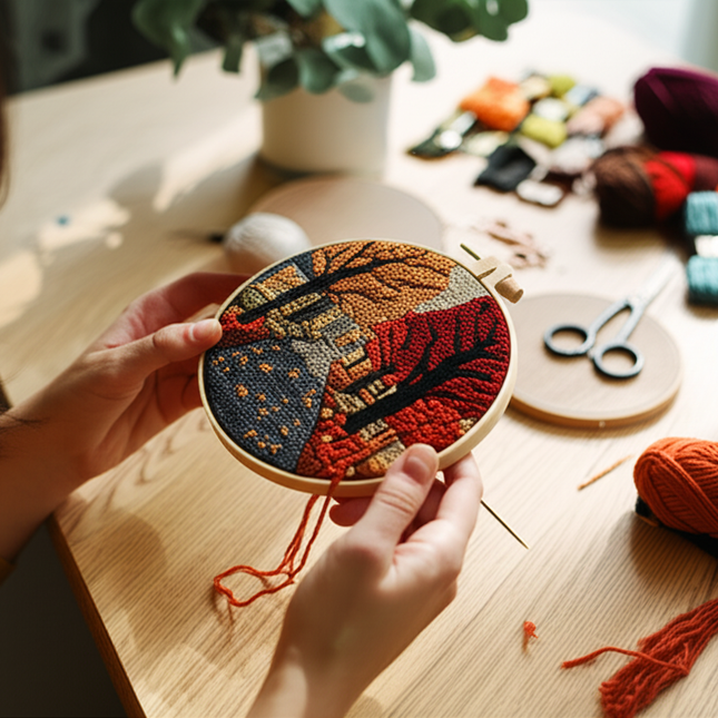 The Street Scenery Series Handmade DIY Embroidery Material Package Set Includes A 15-centimeter Embroidery Clip, Needle And Thre - gallery 1