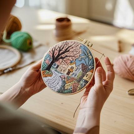 The Street Scenery Series Handmade DIY Embroidery Material Package Set Includes A 15-centimeter Embroidery Clip, Needle And Thre - gallery 1