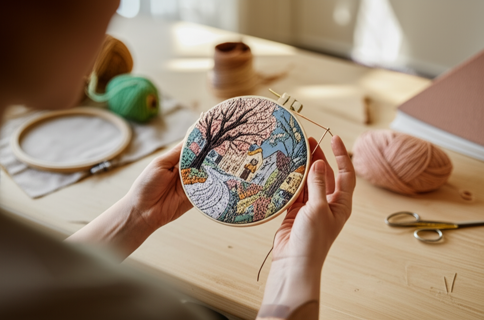 The Street Scenery Series Handmade DIY Embroidery Material Package Set Includes A 15-centimeter Embroidery Clip, Needle And Thre - gallery 1