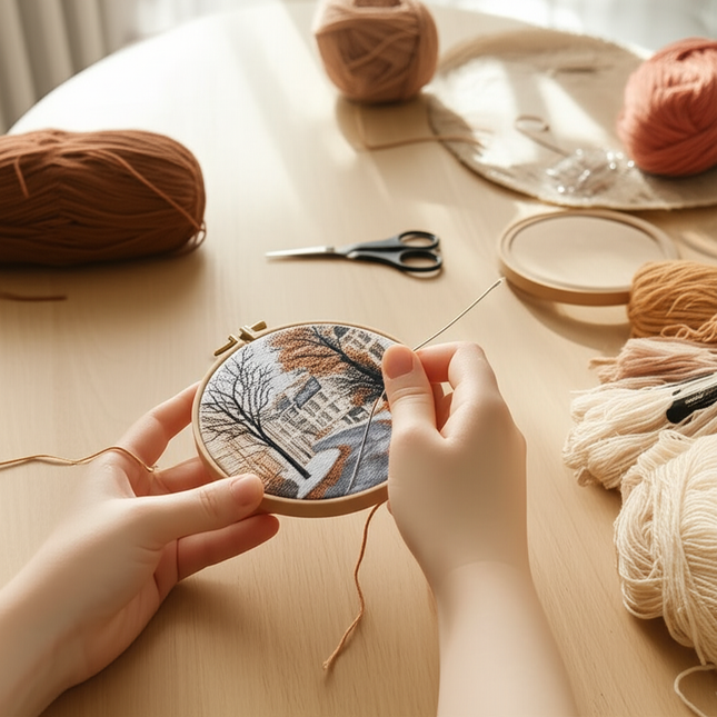 The Street Scenery Series Handmade DIY Embroidery Material Package Set Includes A 15-centimeter Embroidery Clip, Needle And Thre - gallery 1