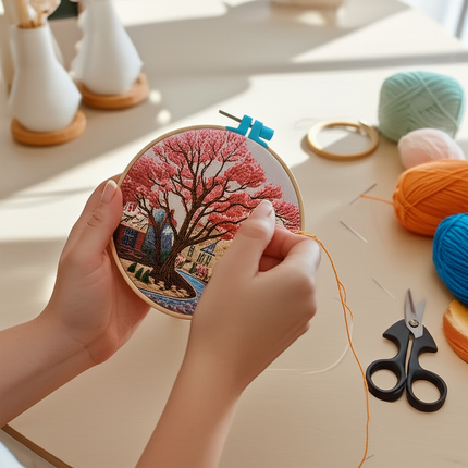 The Street Scenery Series Handmade DIY Embroidery Material Package Set Includes A 15-centimeter Embroidery Clip, Needle And Thre - gallery 1