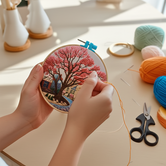 The Street Scenery Series Handmade DIY Embroidery Material Package Set Includes A 15-centimeter Embroidery Clip, Needle And Thre - gallery 1