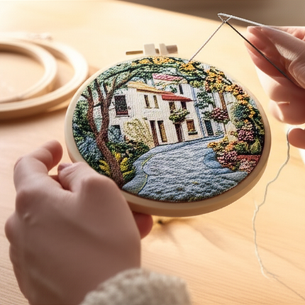The Street Scenery Series Handmade DIY Embroidery Material Package Set Includes A 15-centimeter Embroidery Clip, Needle And Thre - gallery 1