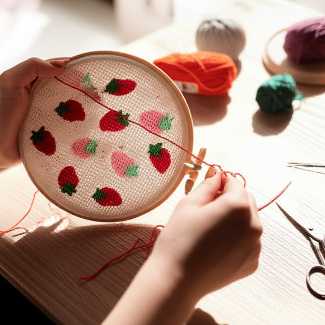DIY Punch Needle Embroidery Kit with Yarn Food Pattern Starter Kit Magic Tufting Set Poking Cross Stitch Handwork Needlework - gallery 1