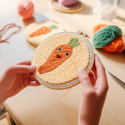 DIY Punch Needle Embroidery Kit with Yarn Food Pattern Starter Kit Magic Tufting Set Poking Cross Stitch Handwork Needlework - gallery 1