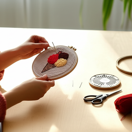 DIY Punch Needle Embroidery Kit with Yarn Food Pattern Starter Kit Magic Tufting Set Poking Cross Stitch Handwork Needlework - gallery 1