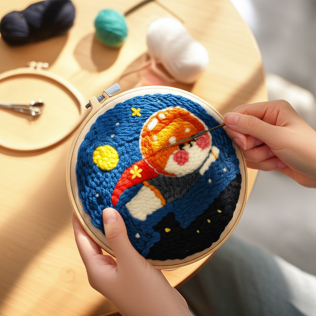 Punch Needle Embroidery Starter Kits For Adults Beginners Punch Needle Fabric Yarns Embroidery Hoops Diy Crafts Home Decor Gift - gallery 1