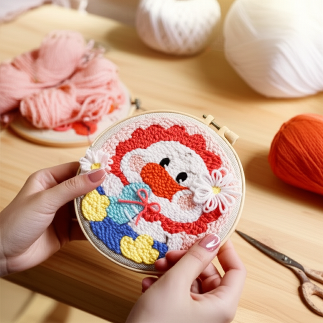 Punch Needle Embroidery Starter Kits For Adults Beginners Punch Needle Fabric Yarns Embroidery Hoops Diy Crafts Home Decor Gift - gallery 1