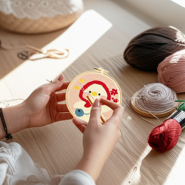 Punch Needle Embroidery Starter Kits For Adults Beginners Punch Needle Fabric Yarns Embroidery Hoops Diy Crafts Home Decor Gift - gallery 1