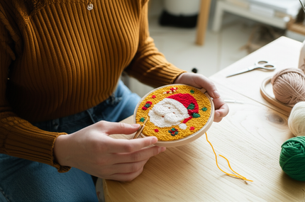 Punch Needle Embroidery Starter Kits For Adults Beginners Punch Needle Fabric Yarns Embroidery Hoops Diy Crafts Home Decor Gift - gallery 1