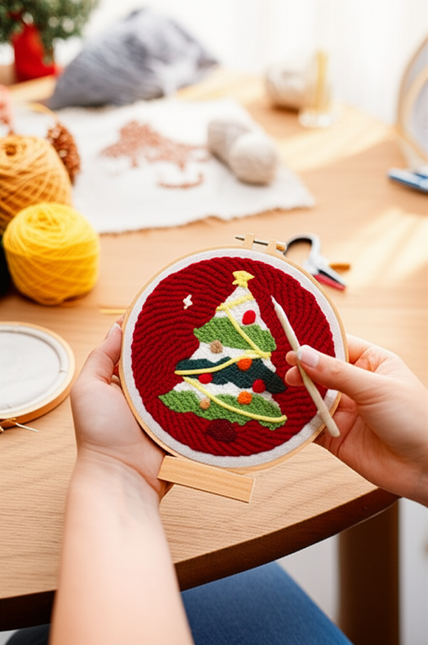 Punch Needle Embroidery Starter Kits For Adults Beginners Punch Needle Fabric Yarns Embroidery Hoops Diy Crafts Home Decor Gift - gallery 1