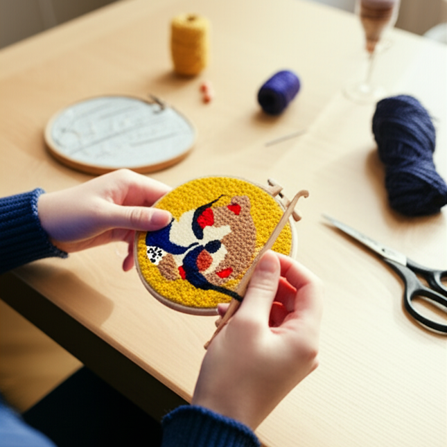 Punch Needle Embroidery Starter Kits For Adults Beginners Punch Needle Fabric Yarns Embroidery Hoops Diy Crafts Home Decor Gift - gallery 1