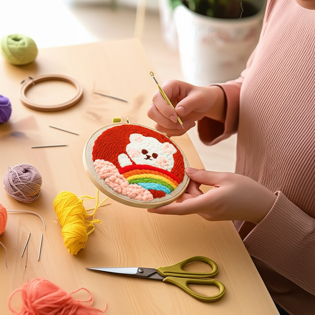 New Punch Needle Embroidery Kit with Yarn for Beginners Easy Embroidery DIY Needlework Wool Work Home Decor Custom Embroidery - gallery 1
