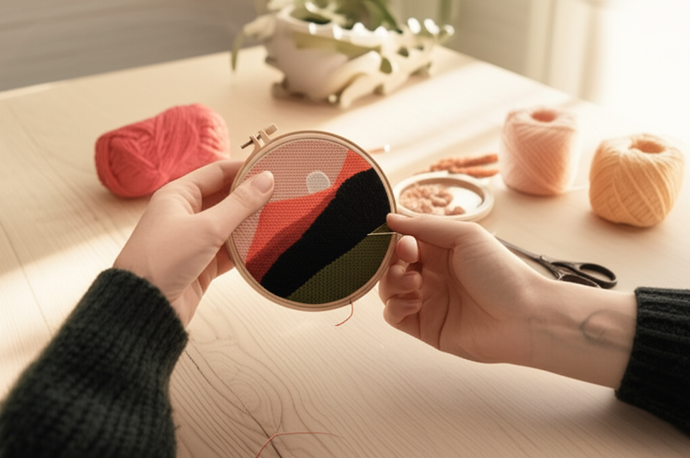 Cute Art Punch Needle Kit DIY Needlework Cartoon World Famous Painting Needlecraft for Beginner Cross Stitch Artcraft(Full Set) - gallery 1