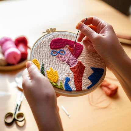 Cute Art Punch Needle Kit DIY Needlework Cartoon World Famous Painting Needlecraft for Beginner Cross Stitch Artcraft(Full Set) - gallery 1