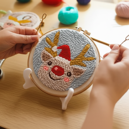 Xmas Punch Needle Embroidery Kit with Yarn for Beginners DIY Needlework Wool Work for Christmas Gift Home Decor - gallery 1