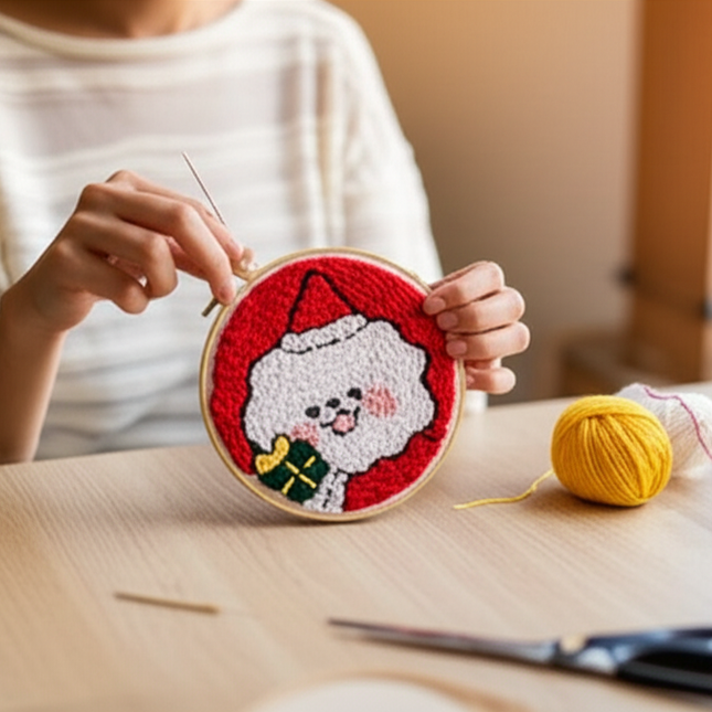Xmas Punch Needle Embroidery Kit with Yarn for Beginners DIY Needlework Wool Work for Christmas Gift Home Decor - gallery 1