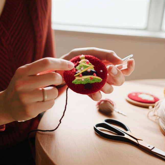 Xmas Punch Needle Embroidery Kit with Yarn for Beginners DIY Needlework Wool Work for Christmas Gift Home Decor - gallery 1