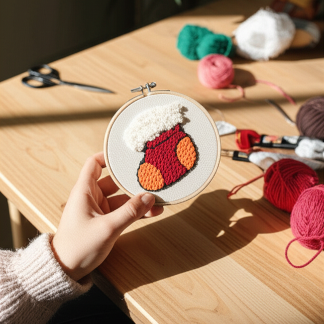 Xmas Punch Needle Embroidery Kit with Yarn for Beginners DIY Needlework Wool Work for Christmas Gift Home Decor - gallery 1