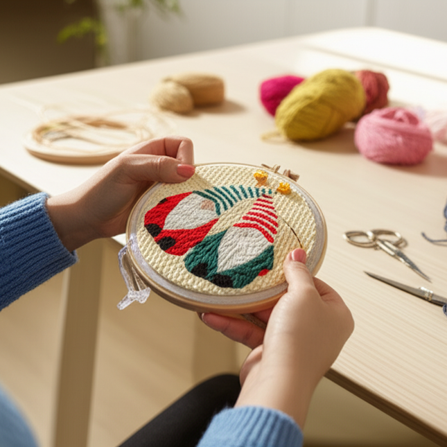 Xmas Punch Needle Embroidery Kit with Yarn for Beginners DIY Needlework Wool Work for Christmas Gift Home Decor - gallery 1
