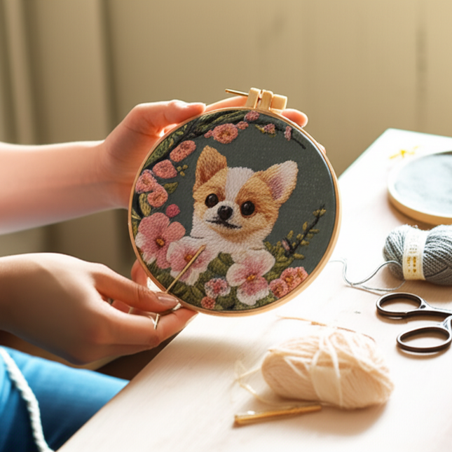 Dog Embroidery Kits DIY Cross Stitch Starter Craft Kits for Adults Embroidery Cloth with Pattern, Needles Instruction Threads - gallery 1